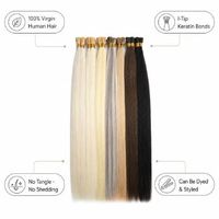 Extensions de cheveux naturels Remy à pointe I pour cheveux fins et fragiles, vente en gros, pré-collées, double épaisseur, cuticules alignées, cheveux doux.