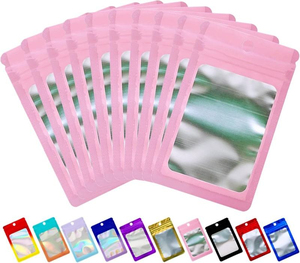 Y Y 100 Pack Gravure Printed Gradient Holographic Mylar Resealable Bags Zipper Clear Window Ecofriendly Recyclable Packaging Pou - Product Image 6