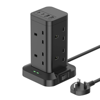 Rallonge de multiprise britannique avec 8 prises 3250W 13A multiprise PD20W USB-C et 2 USB-A QC 3.0 extension de prise multi-alimentation