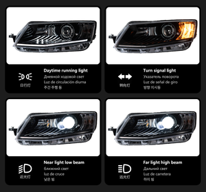 Nouveaux phares LED YX 12V pour <span class=keywords><strong>Skoda</strong></span> <span class=keywords><strong>Octavia</strong></span> 2015-2017, ensemble de phares de projecteur avec feux de jour DRL à sourcil blanc et clignotants séquentiels - Product Image 2