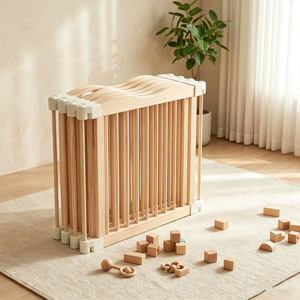 Parc pour bébé réglable multi-formes en bois, portable et pliable, centre d'activités, clôture pour nourrissons - Product Image 3