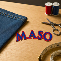 Patch brodé à lettres en blocs bleus et rouges |   Patch personnalisé à coudre sur les manches des vestes