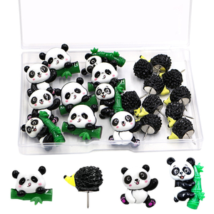 Lot de 20 épingles murales en métal Panda et Hérisson pour décorations murales créatives et tableaux en feutre - Product Image 1