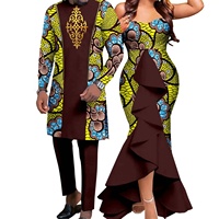 Robes sirène Dashiki pour femmes africaines grandes tailles, ensembles de pantalons assortis pour hommes, Bazin Riche, vêtements de couple écologiques