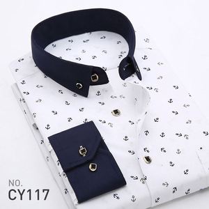 Chemise à manches longues rayée pour homme, style coréen, imprimé, coupe ajustée, chemise à carreaux pour jeunes, chemise à fleurs tendance - Product Image 2