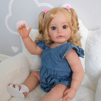 Poupées Reborn en vinyle de 22 pouces (55 cm) avec cheveux bouclés mi-longs, faites à la main, jouet DIY pour filles et garçons LOL