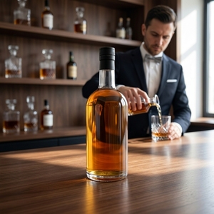 Botella de Vidrio para <span class=keywords><strong>Bourbon</strong></span>, Scotch y Tequila, Personalizable y al por Mayor, Botella Redonda Transparente de Alta <span class=keywords><strong>Calidad</strong></span>, 700ml 750ml - Product Image 1