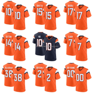 Jersey de Fútbol Americano Bordado al por Mayor de los Denver Broncos, Color Azul Marino # 10 Bo Nix # 15 <span class=keywords><strong>Nik</strong></span> Bonitto # Camiseta de fútbol 14 Courtland Sutton - Product Image 1