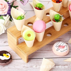 Présentoir à cornets de crème glacée en bambou à 12 trous, couleur bois naturel, pour hôtel, fête, dessert, à poser sur le comptoir - Product Image 4