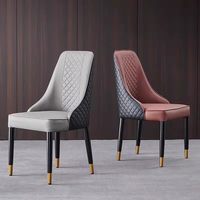 Chaise de salle à manger sans accoudoirs en bois de frêne de style nordique, pieds en métal/bois, revêtement en cuir, design moderne pour salle à manger, petit appartement CY