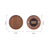 Ouvre-bouteille en bois de noyer noir naturel Puselife, logo laser, ouvre-bouteille rond, sous-verre, ouvre-boîte avec aimant