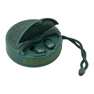Écouteurs TWS ronds <span class=keywords><strong>2</strong></span>-en-1 et haut-parleur Bluetooth en tissu, combo stéréo pour usage extérieur - Product Image 4
