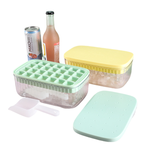 Silicone khay đá cho tủ đông <span class=keywords><strong>Ice</strong></span> <span class=keywords><strong>Cube</strong></span> khay với nắp và bin đi kèm với <span class=keywords><strong>Ice</strong></span> container Bìa biểu tượng tùy chỉnh - Product Image 2