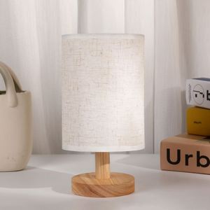 Simple Fabric Wooden Base Night Lamp Soft <b>Light</b> Cozy Atmosphere Wooden Table Lamp for Bedside - Product Image 3