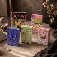 Coffrets assortis de cartes illustrées de style artistique, cartes de tarot à motif papillon, logo personnalisé, coins arrondis