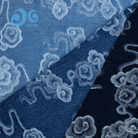 Kain Denim Ramah Lingkungan Berbahan Benang Jacquard Cina dengan Pewarnaan Khusus DC012L-7 Motif Ruyi Biru Tua untuk Jeans Fashion Anak Laki-laki Perempuan Unisex