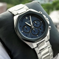 Montre chronographe à quartz haut de gamme pour homme avec boîtier polygonal et affichage de la date à halo inversé