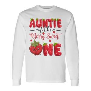 Maglietta a maniche lunghe per il primo compleanno di Auntie Of The Berry Sweet One Strawberry - Product Image 1
