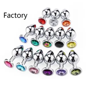 Multi Colors Jewelry Anal Butt Plug Dildo Women Sex Toys Expand Metal Anal Plug Ass Toy For Couples 3 piece set for female