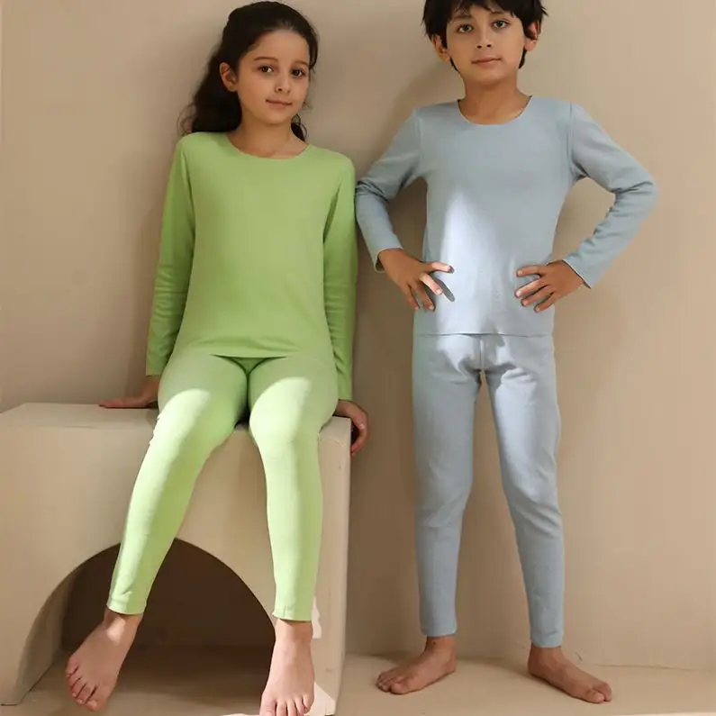 2023 Seamless Children'S Thermal Underwear Two Piece Set Baby Warm And Velvet Warm Pajama Kids Girl Winter Sleepwear