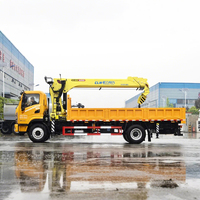 Camion-grue Dongfeng à flèche télescopique, grue hydraulique montée sur camion, camion de transport à plateau rabattable, usage intensif