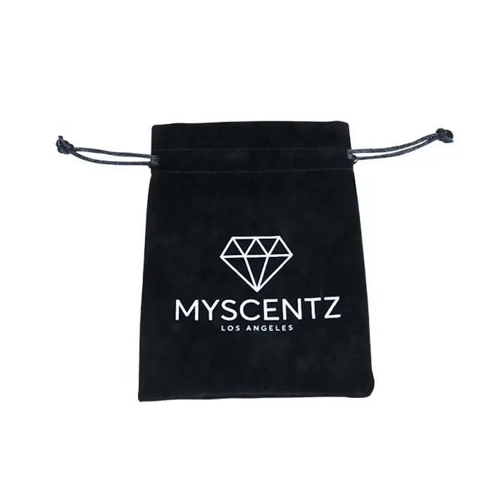 Custom Logo Printed Black Velvet Drawstring Dust Bag For Hair Dryer Cosmetic Jewelry Pouch Bag