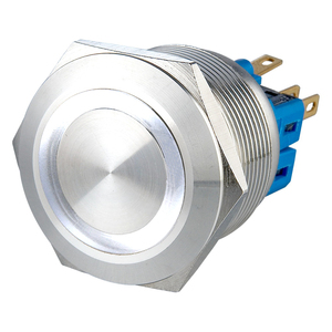 Interruptor de Botón Pulsador LED Industrial de 25mm 5A 1NO1NC Momentáneo 250V IP65 Impermeable de Acero Inoxidable con Anillo Plano Iluminado 24V - Product Image 6