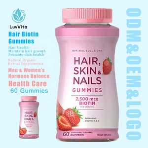 LUVVITA Produit de Beauté Halal : Bonbons Gommeux Vitaminés pour la Croissance des Ongles et de la Peau, à Usage Adulte, avec Biotine, Complément pour la Croissance des Cheveux - Product Image 1