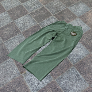 Pantalon de survêtement en coton vert personnalisé avec logo, taille élastique, imprimé caoutchouc en relief, décontracté, pour homme, style streetwear automne - Product Image 5