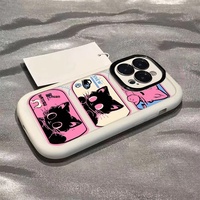 Chat rose nouveau pour iPhone 15 Pro Max étui Compatible pour Apple 14 dessin animé 13/8 Plus 16 dur PC TPU haute tendance produit en boîte