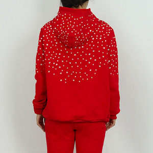 Pull tricoté d'automne de haute qualité 100 % coton épais 420 g/m² surdimensionné avec logo lettre brodé en chenille personnalisé et entièrement orné de strass - Product Image 3