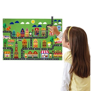 Estera de juego de fieltro para niños pequeños, juegos de pista, mapa de carretera, juegos de Historia de tablero para niños pequeños, educativo - Product Image 6