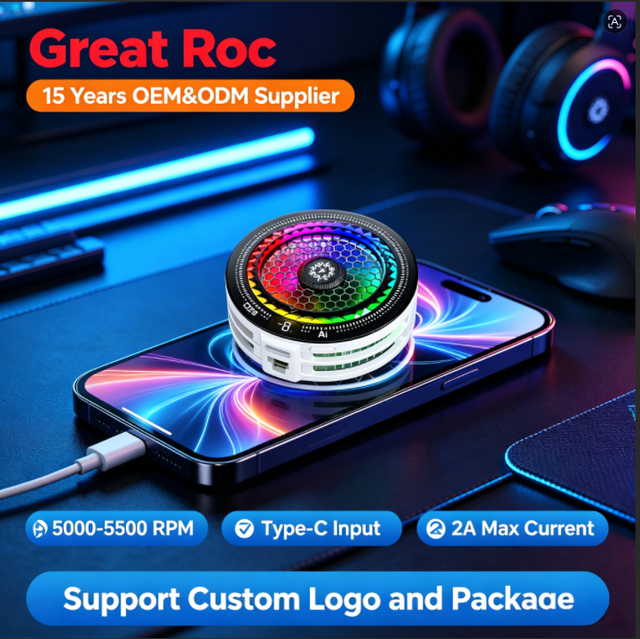 Strong Magnet Phone Cooler15W Max Semiconductor Mobile Phone Radiator RGB LED Cooling Fan for IPhone Android Game Live Broadcast