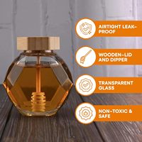 Honig glas mit Schöpf löffel und Deckel abdeckung Klarer Bienenstock Honig topf Handgemachte Glas Honig gläser für die Küche zu Hause