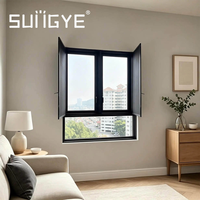 Fenêtre à battant et oscillo-battante en aluminium SUNGYE AS2047 de haute qualité, avec poignée latérale, grand vitrage et moustiquaire en option