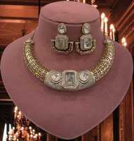 Ensemble de collier traditionnel en laiton plaqué or, style indien, tendance, pour mariage, fête et fiançailles, pour femmes, réglable
