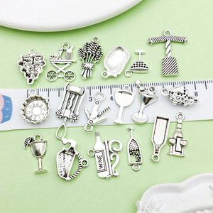 Antique Silver Alloy Wine Series Pendant Mixed Shapes DIY Jewelry Accessories For <b>Bracelet</b> Necklace Making - Product Image 3