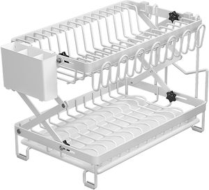 Tốt Nhất Bán Tốt Grips Carbon Thép Gấp Phẳng Món Ăn Khô Giá 2-Tier Với drainboard, Cho Nhà Bếp Truy Cập Đóng Mở - Product Image 4