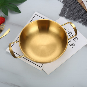 High Quality Gold or Sliver Stainless Steel Seafood <strong>Paella</strong> Pot Spanish Skillet Frying <strong>Pan</strong> for Nordic Household Fancy Restaurant - Product Image 6