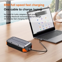 Banque d'alimentation étanche haute capacité 65W 30000mAh avec charge solaire sans fil 15W pour iPhone, ordinateur portable, interface d'entrée Micro USB, polymère