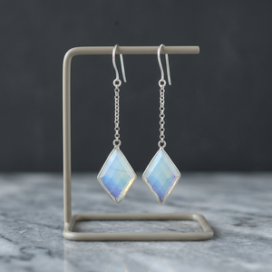 Boucles d'oreilles pendantes en argent sterling 925 avec pierre précieuse bleue, cadeau tendance pour femmes - Product Image 3