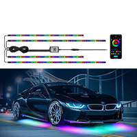 Kit d'éclairage LED pour châssis de voiture 12V 8W RGB avec télécommande via application, bande lumineuse d'ambiance à effets dynamiques et activée par la musique pour portes tout-terrain