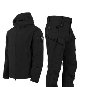 Ensemble veste et pantalon softshell DF702 noir hiver 1, imperméable, nylon, vêtements tactiques d'extérieur pour hommes - Product Image 1