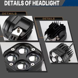 ไฟสปอร์ตไลท์ LED สีเหลืองขาวสำหรับมอเตอร์ไซค์ 12v ไฟเสริมสำหรับรถ SUV ATV - Product Image 6