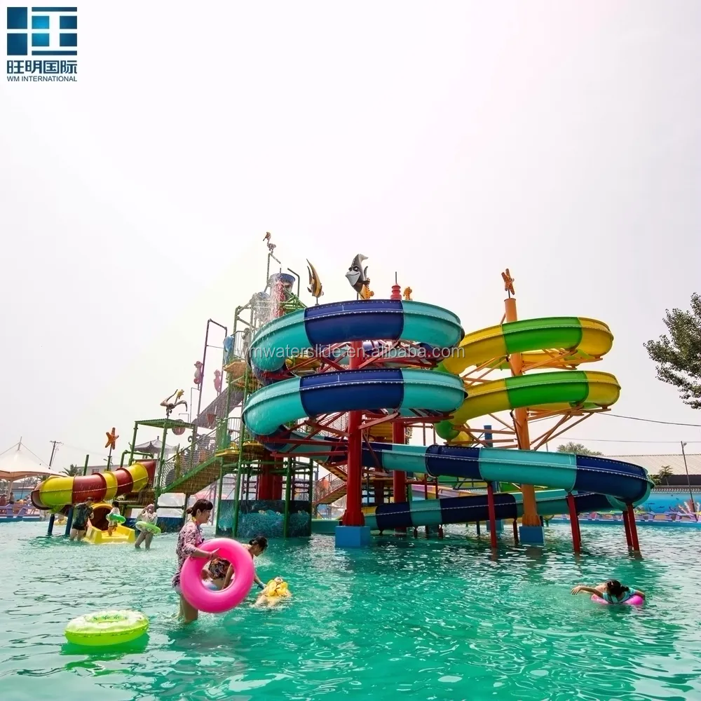 WM मज़ा मनोरंजन पार्क बिक्री के लिए शीसे रेशा पानी स्लाइड पानी खेल का मैदान