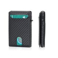 Dropshipping Portefeuille porte-cartes en cuir PU en aluminium avec Pop up Design RFID Safe Slim Card Case OEM Disponible