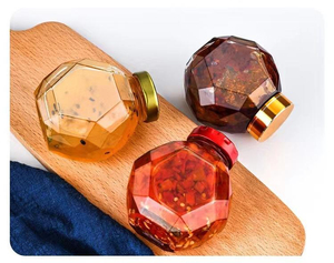 Clear Glass Honey Jar With Golden Lid Hexagon Shape Honey Container Pot Syrup Beehive <b>Storage</b> Bottle for Home <b>Kitchen</b> - Product Image 4
