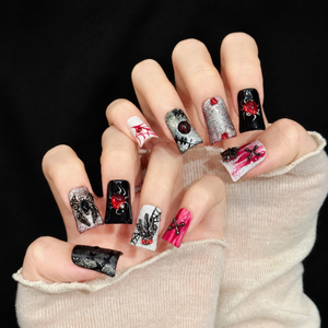 Uñas postizas personalizadas al por mayor con diseño de pato, gotico, telaraña, calavera, ojo, 3D, hechas a mano, para Halloween - Product Image 3