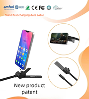Câble de charge rapide 2 en 1 avec support de téléphone 60W, support mains libres pliable, chargeur de bureau, voiture, voyage