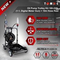 TOMAC 1:1 Pnömatik Yağ Pompası Arabası Seti (180-220L Variller için) 10M Hortum Makarası ve Dijital Ölçer Tabancası ile Otomotiv Aletleri